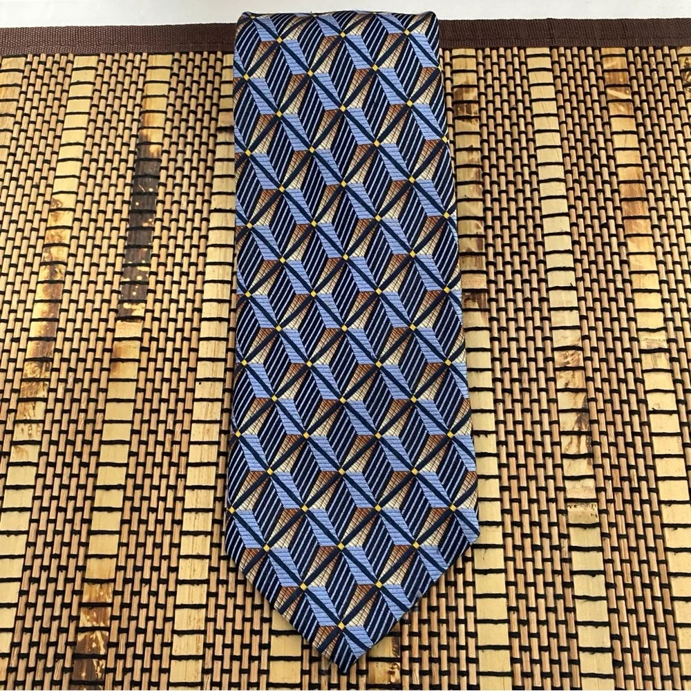 Robert Talbott Best of Class Silk Tie Blue Gold Geometric USA Nordstrom Classic